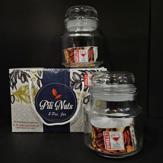 Shelly Glassware pili nuts glass 2pieces Jars set with lid