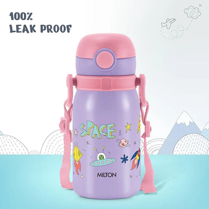 MILTON Torque 450 ISI Certified Stainless Steel Water Bottle, Leak Proof, Rust Proof, Single walled,1 Yr Warranty, Ideal Sipper Water Bottle for School Kids Bottle, 455 ml, Purple (Space)