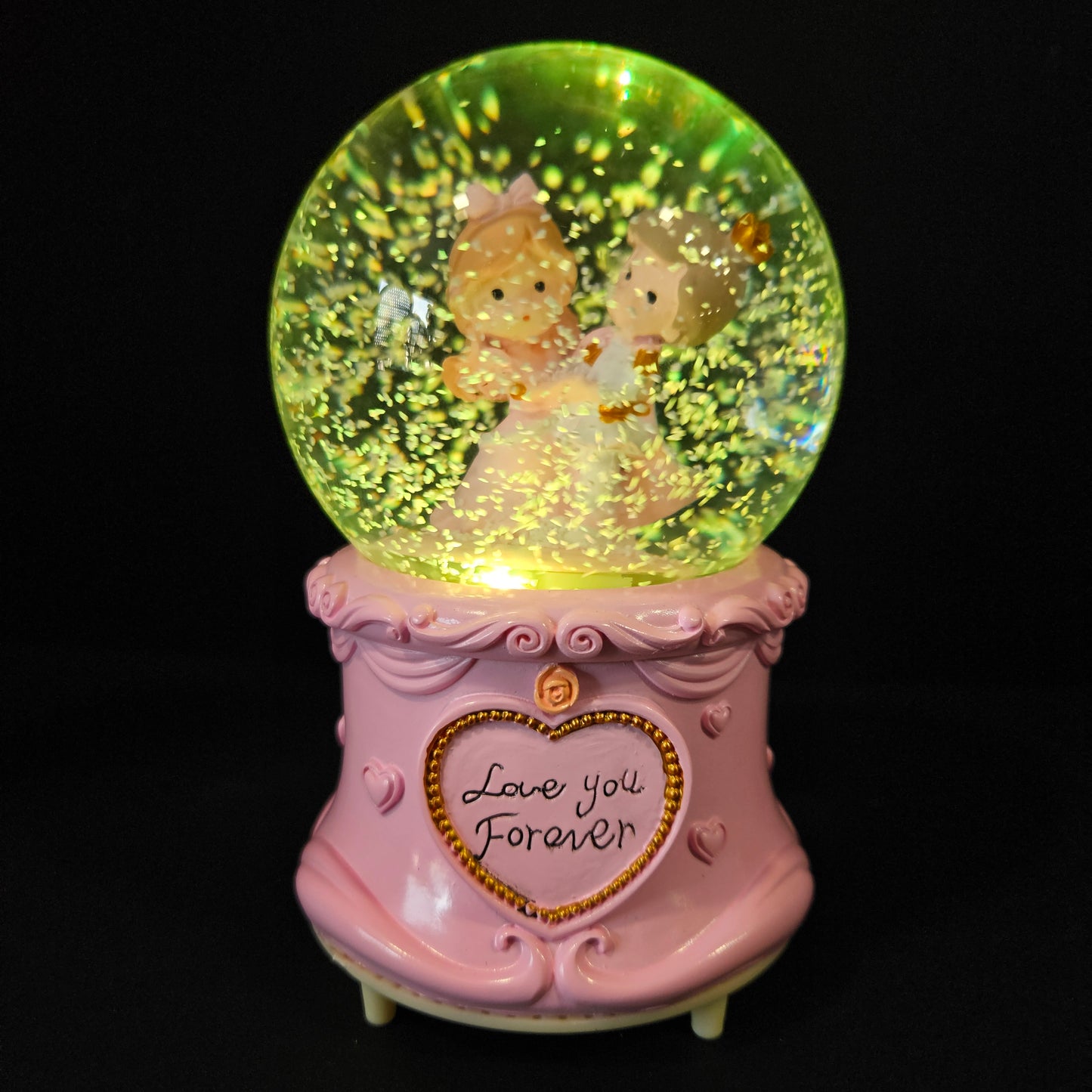 Lighting Couple Statue Boy And Girl Idol In Circular Crystal Valentine Gift