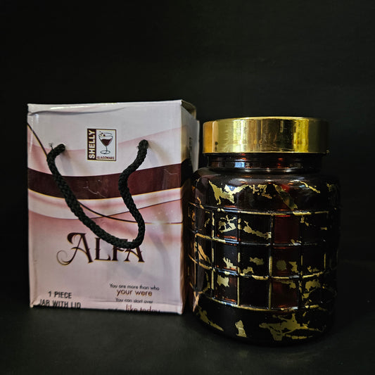 Shelly glassware Alfa glass jar with attractive designer Storage container jar with Lid