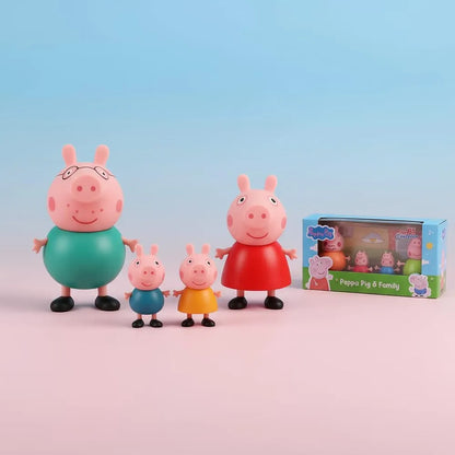 Peppa Pig Family Figurine Set – 4-Piece Playset with Peppa, George, Mummy & Daddy Pig | Ideal Pretend Play Toy for Kids Ages 3+ | Perfect Birthday & Party Gift