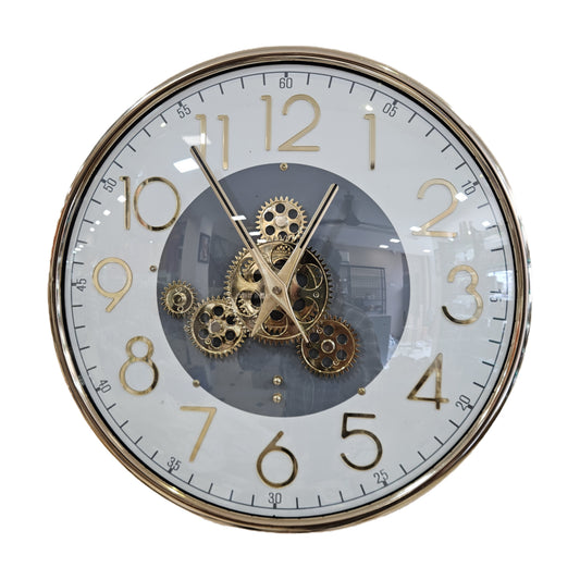 Vintage Rustic Wall Clock with Moving Gears Steampunk Clocks Suitable for Living Room