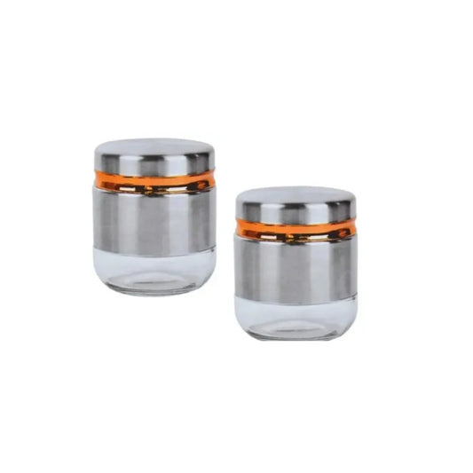 2 Pieces , Airtight stainless steel Glass Jar Food Storage Container