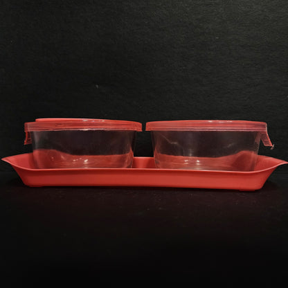 Shelly Anmol 2 pieces set glass storage container with tray for Return gift