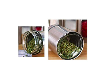 Stainless Steel Kitchen Canister, Airtight Food Storage Jars with Lid, Visible Window Seasoning Cereal Container Organizer, Set of 2 pcs,350ml Each
