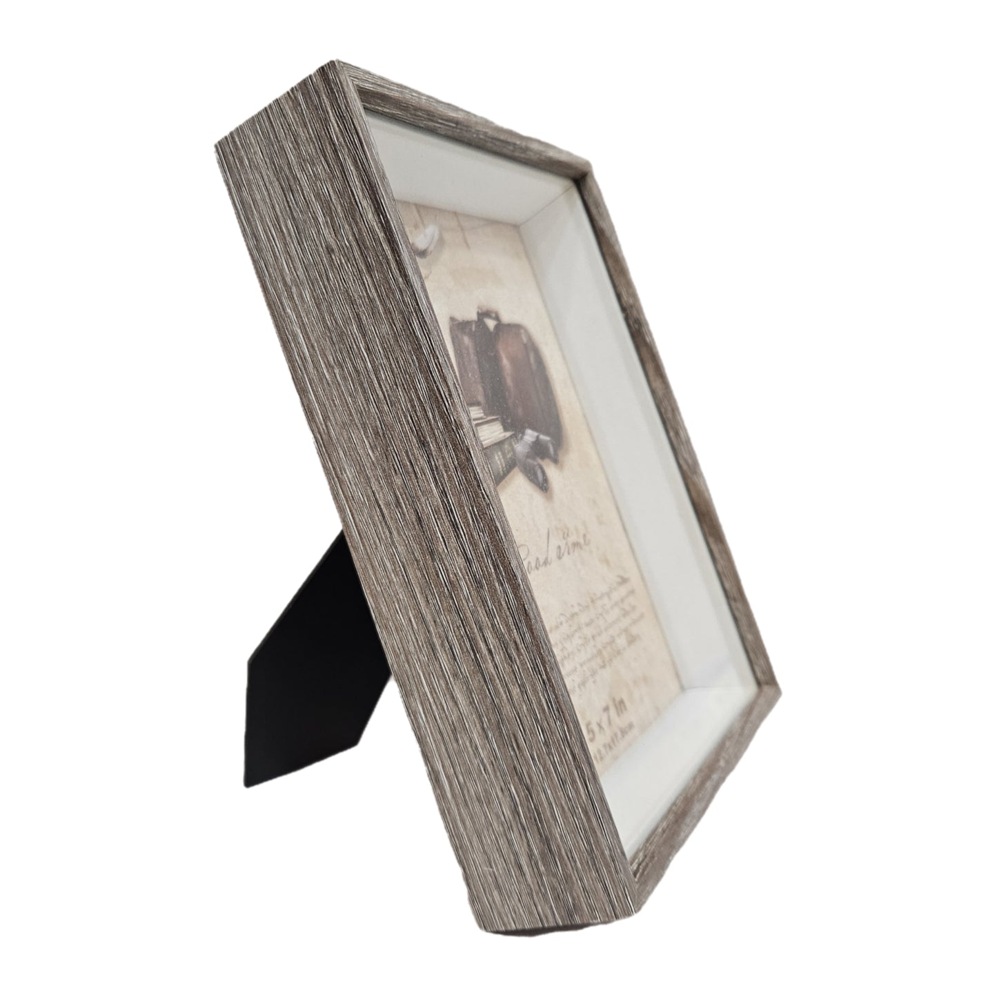 Linear Rustic Wood Picture Frame, Holds Picture, Rough Gray photo frame