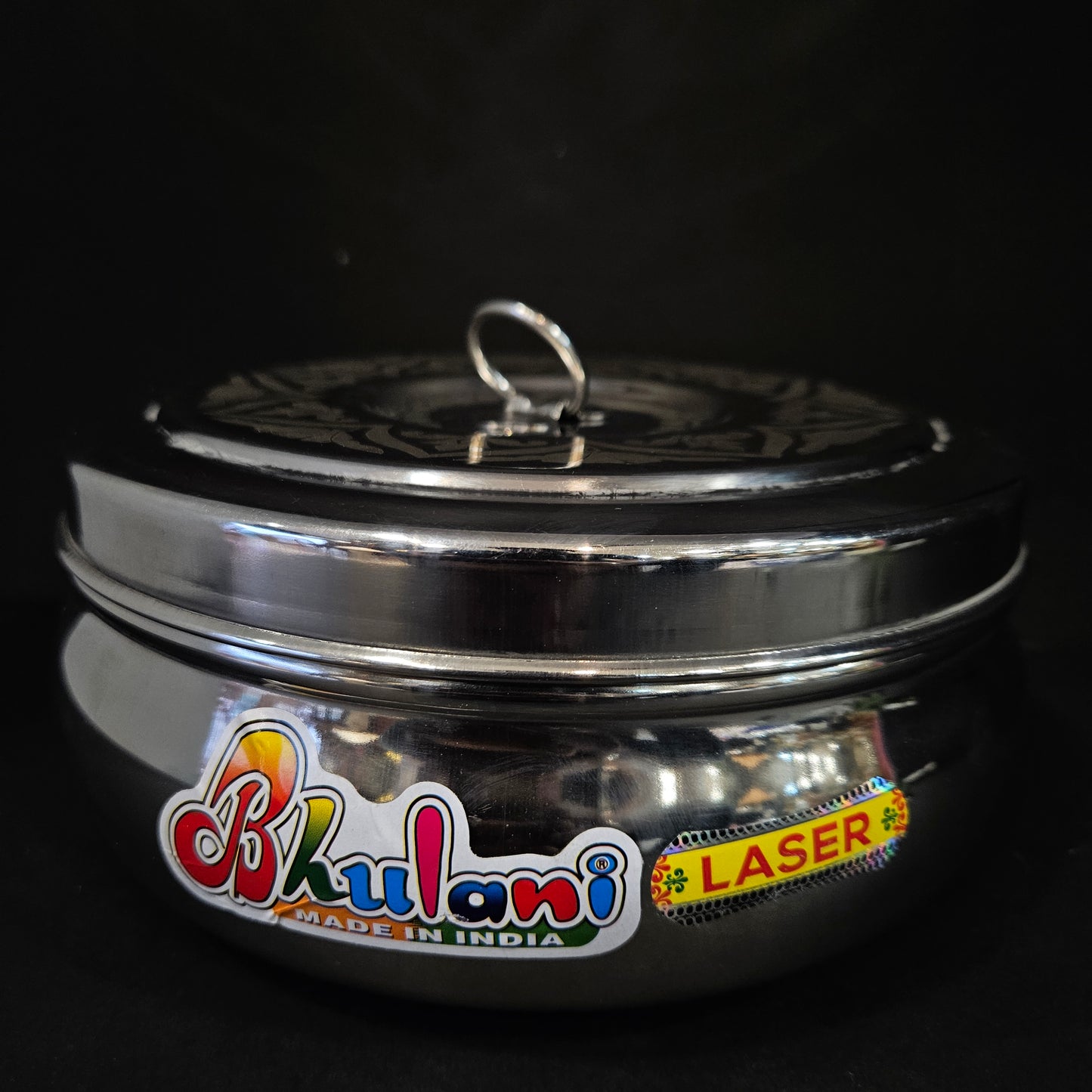 Stainless Steel Round storage box with Designer lid perfect for Return gifting purpose