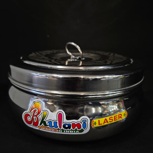 Stainless Steel Round storage box with Designer lid perfect for Return gifting purpose