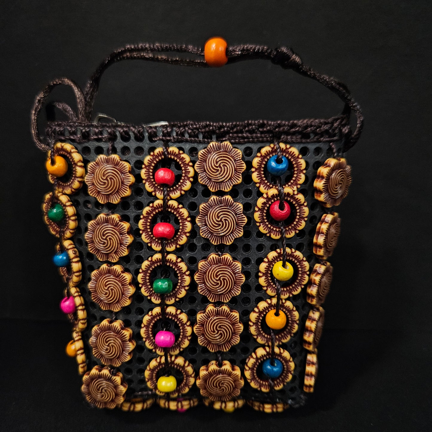 Coconut Shells Beads Sling bag for Women | Elegent 1 Zip Sling bag | Handmade Crossbody Bags Long Strap Purse