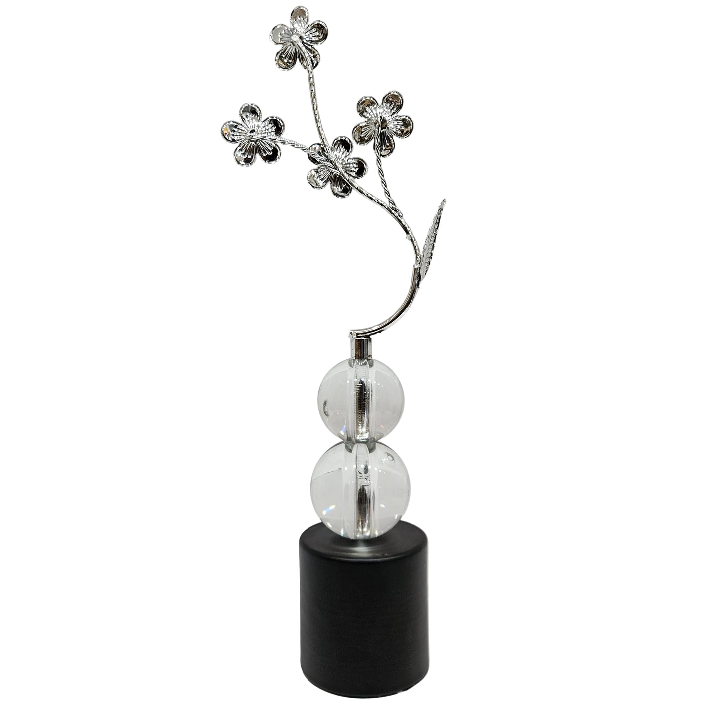 Modern crystal floral sculpture used as a tabletop decorative showpiece Figurine