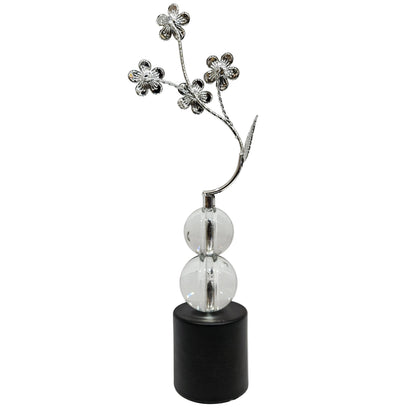 Modern crystal floral sculpture used as a tabletop decorative showpiece Figurine