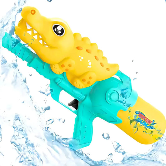 Big Cute Crocodile Holi Pichkari Water Gun Toy for Kids with High Pressure Mechanism Ideal Outdoor Toy for Pool & Beach Fun