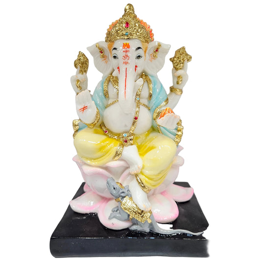 Handcrafted Marble Dust Ganesh Statue – God Idol with Intricate Detailing, Perfect for Home Décor