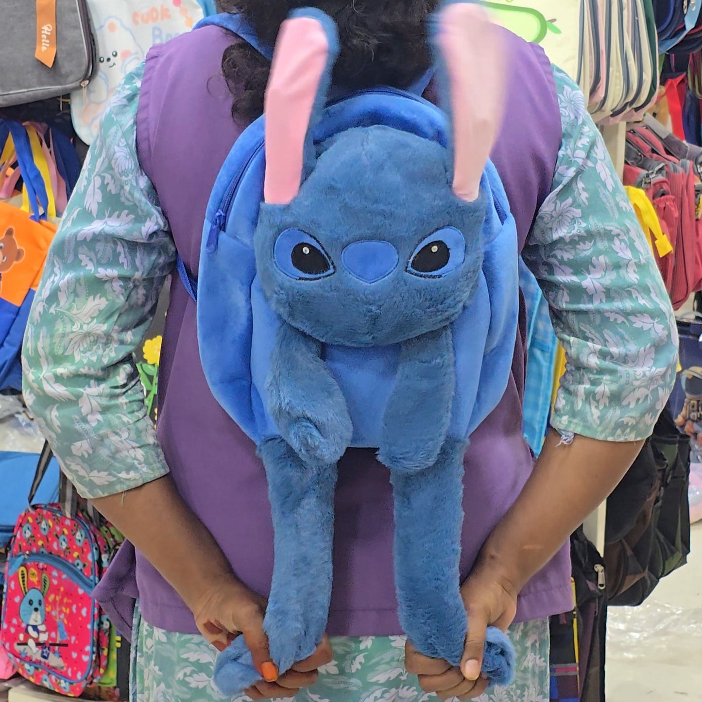 Cartoon character themed soft fur backpack for kids