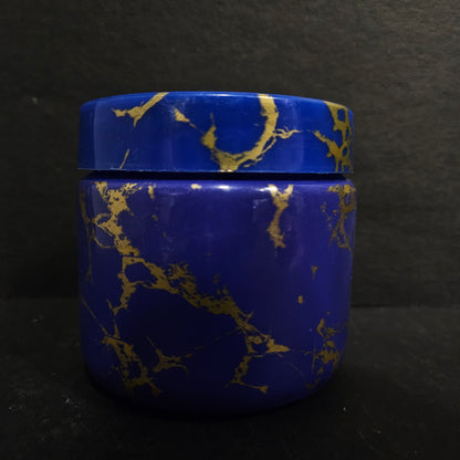 Karen glass jar with gold&blue coloured jar with Lid