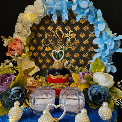 Rose Floweral Decorated Engagement Ring Platter Decorative Ring Plate and Tray for Ceremony