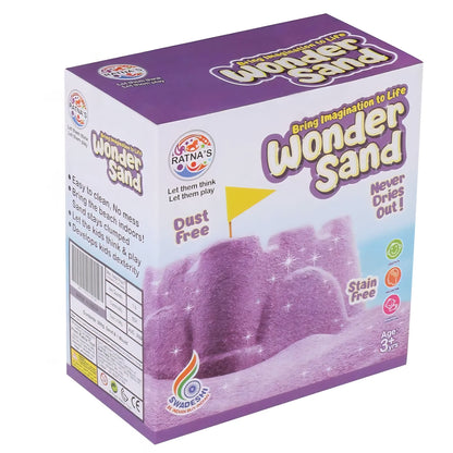 RATNA'S Wonder Sand 500g Smooth Sand for Kids with One Big Mould (Without Tray) Non-Sticky, Easy-to-Shape Sand for Creative Play