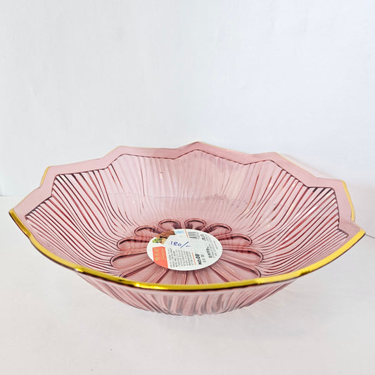 Flower Shaped designer plate,Crystal Clear transparent Appetizer Plates Snack Fruit with Golden Edges