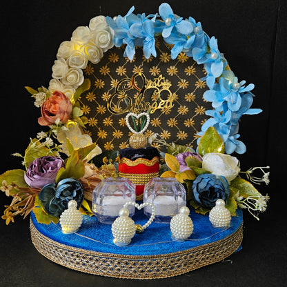 Rose Floweral Decorated Engagement Ring Platter Decorative Ring Plate and Tray for Ceremony
