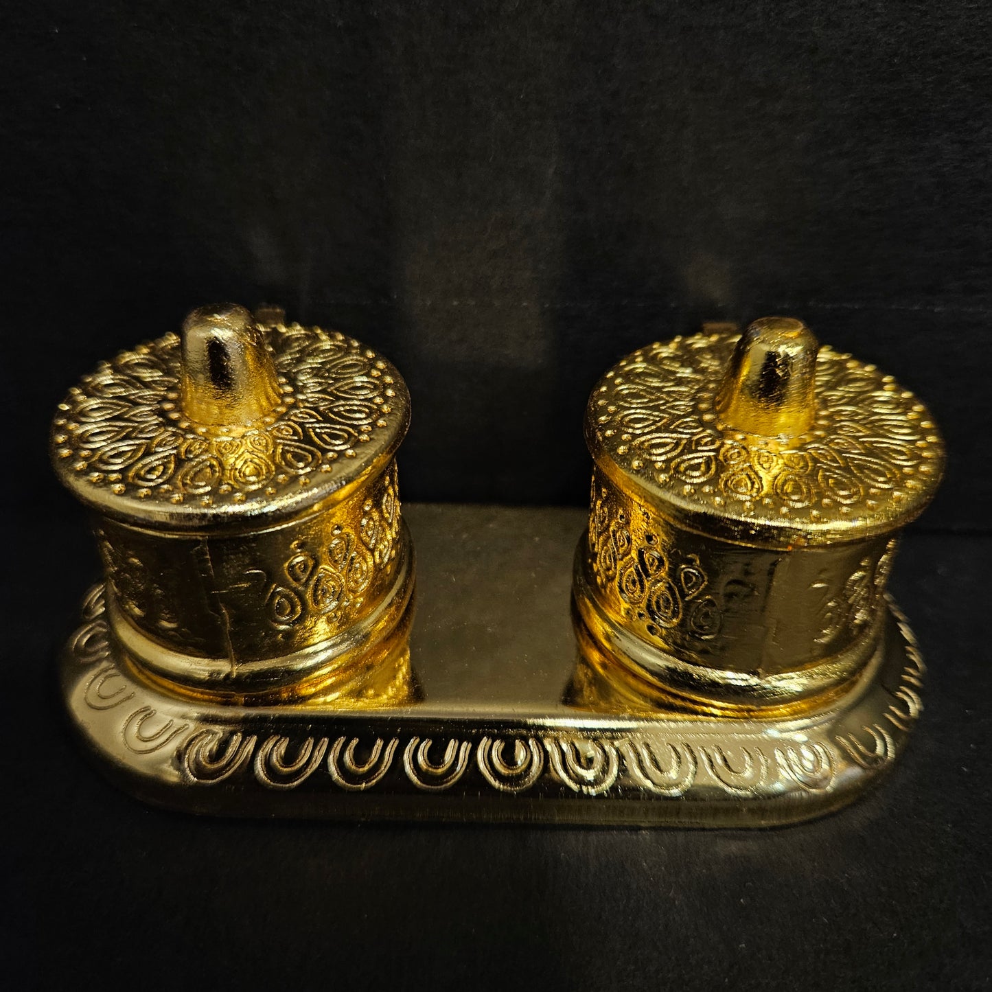 Metal Box With Two Containers For Home Temple Puja Ghar Kumkum