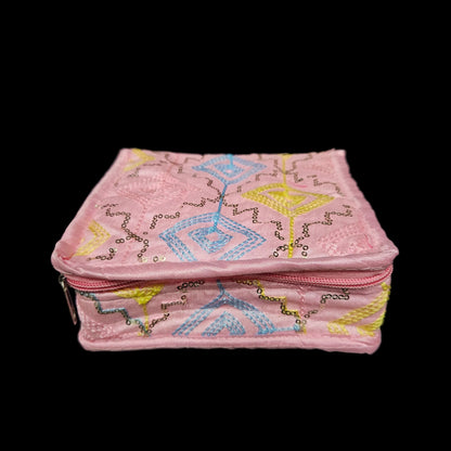 Jewellery pouch with Multi Stored Zipper pouchs with embroidery Designe