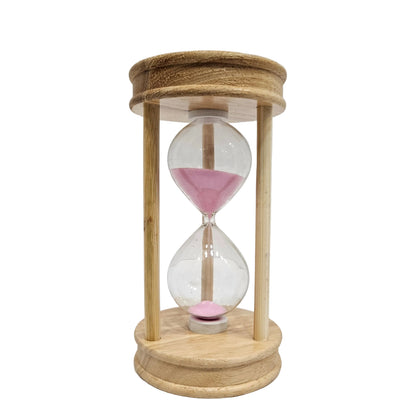 Pink Sand Timer,5 Min Wood Sand timer Clock - Modern Hourglass Watch with Bamboo Frame for Kids Games Classroom Kitchen Home Office Decor