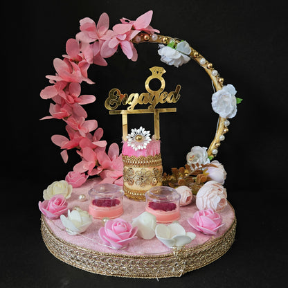 Rose Floweral Decorated Engagement Ring Platter Decorative Ring Plate and Tray for Ceremony