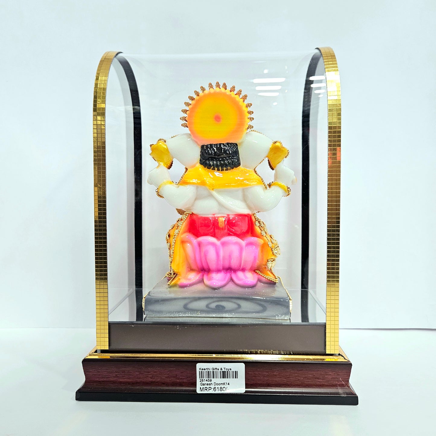 Decorative Lord Ganesh 24 carat gold Plated Hindu God Pooja Mandir Figurine Divine Statues Religious Vastu Puja Deity Acrylic Dashboard Showpiece
