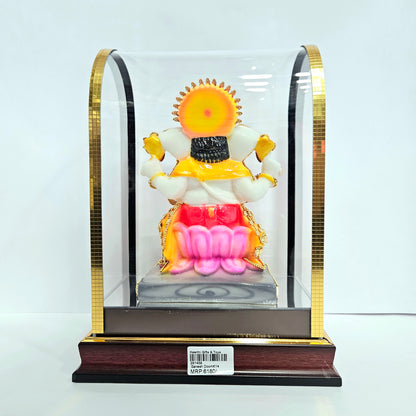 Decorative Lord Ganesh 24 carat gold Plated Hindu God Pooja Mandir Figurine Divine Statues Religious Vastu Puja Deity Acrylic Dashboard Showpiece
