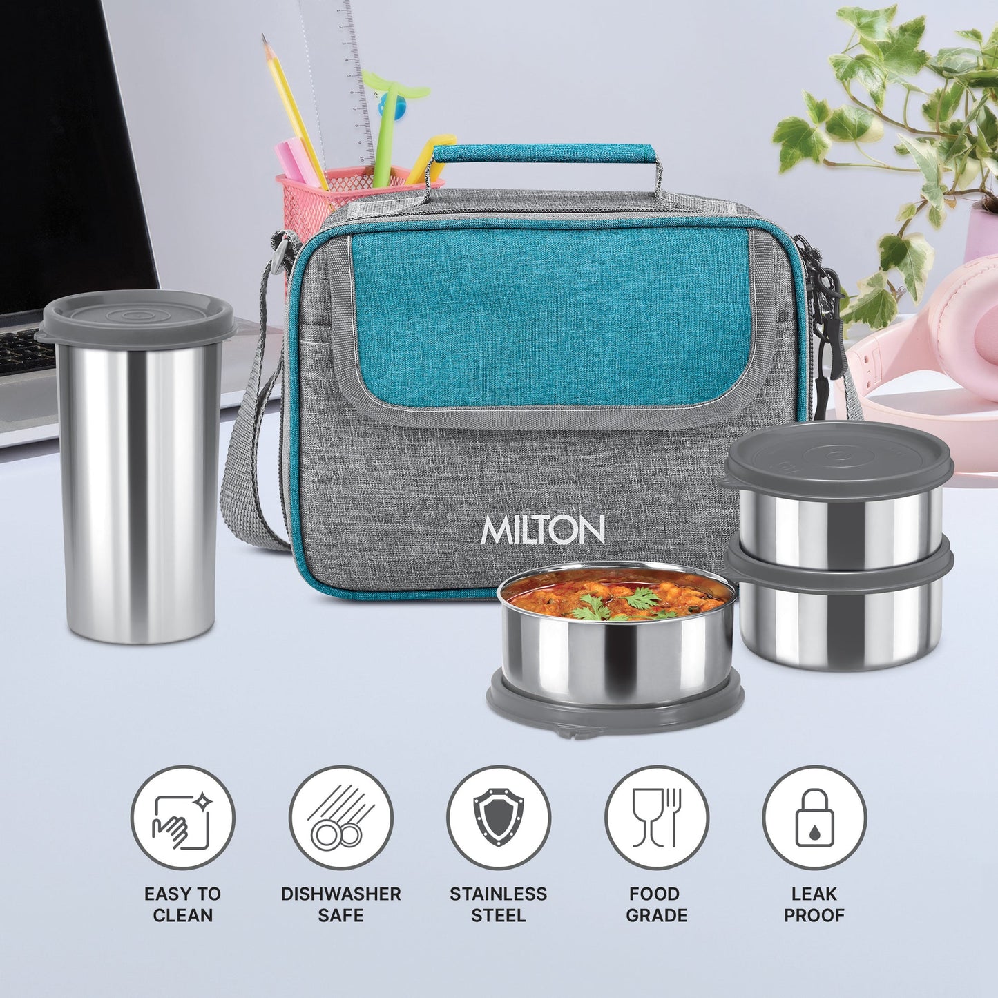 Milton Daily Meal Lunchbox Food grade steel, dishwasher safe & leak-proof