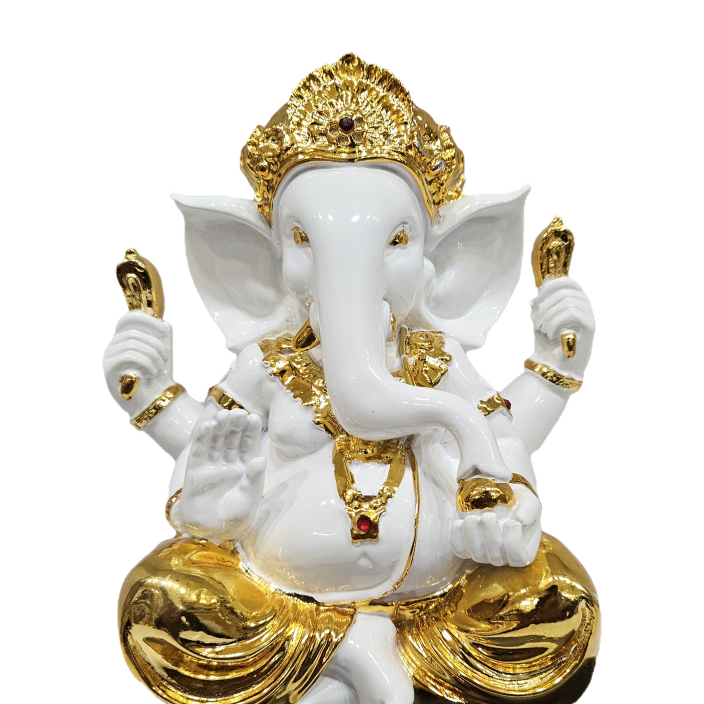 Premium Polyresin Ganesha Murti Metallic Gold & Marble Finish Ganpati Idol for Home Temple, Vastu Decor & Festive Gifting