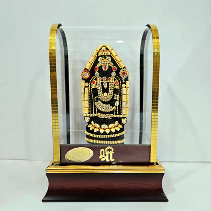 Imported 24carat Gold Plated Cabin Idol with stones Decorated of Lord Balaji for Puja Room Or Home Decor