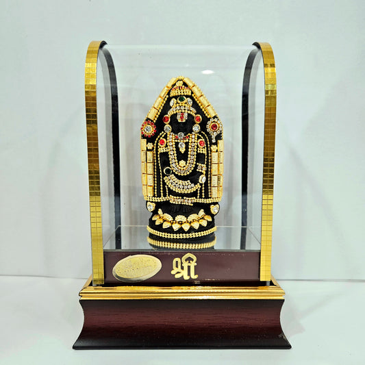 Imported 24carat Gold Plated Cabin Idol with stones Decorated of Lord Balaji for Puja Room Or Home Decor