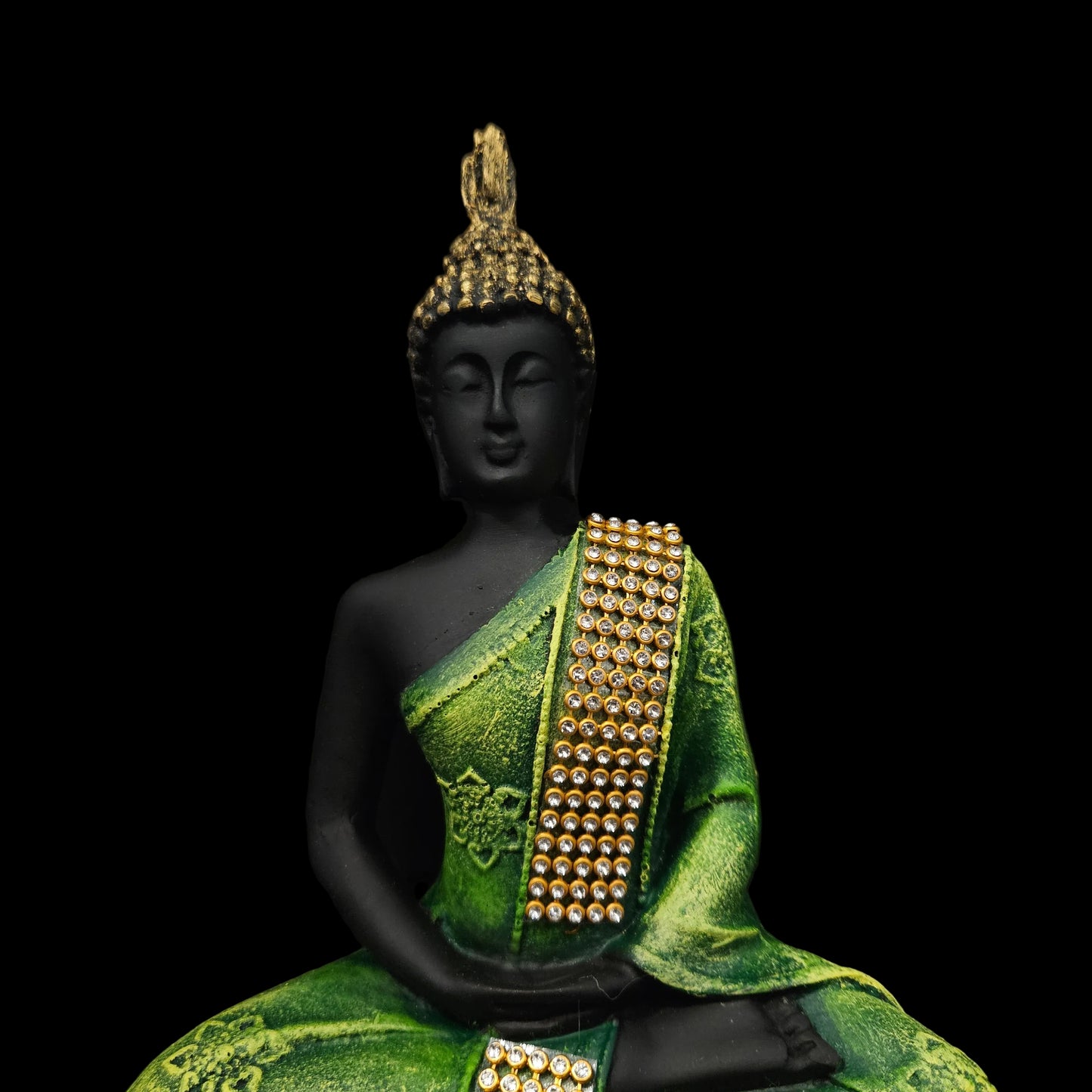 Handicrafts Meditating Buddha Polyresine Showpiece with Diamond Shawl