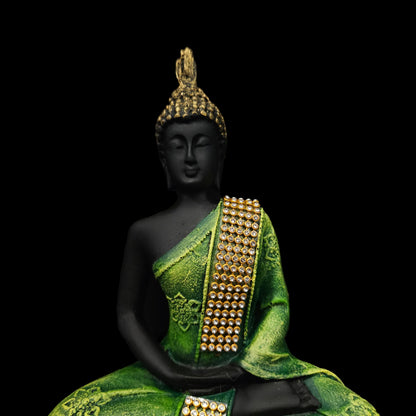 Handicrafts Meditating Buddha Polyresine Showpiece with Diamond Shawl