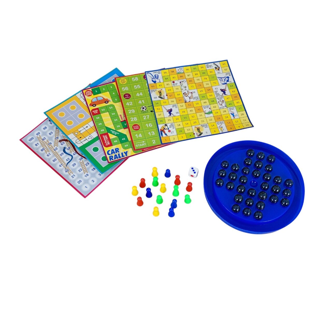 Ratnas Fun 6 Game with Round Brainvita Game | Classic Strategy Board Game Set for Kids and Families | Educational Thinking Skill Toy | 6-in-1 Puzzle and Brain Development Game | 5+ Years perfect for kids return gifting