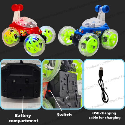 Remote Control Car Toys for Kids, Monster Toy Truck, Friction Power Rock Crawler Toys for Kids Boys & Girls, 360 Degree Stunt Toy Vehicles for 3+ Year Old Boys