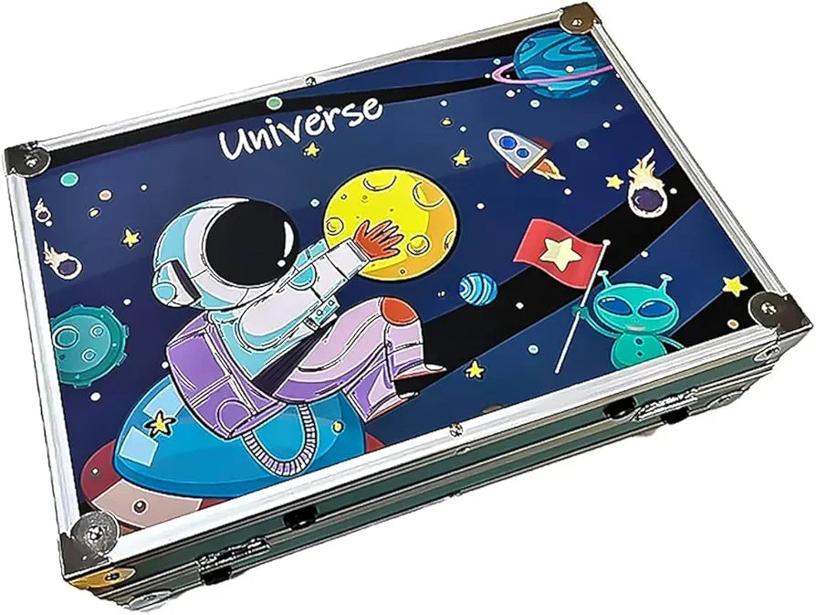 Kit Space Crafty Portable Art & Painting Color Kit for Kids & Adults". It is a 145-piece art set with a space theme.