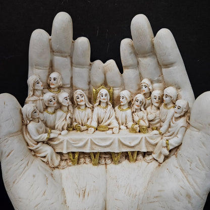 The Last Supper table Sculpture in hands with roses Statue Showpiece Figurine