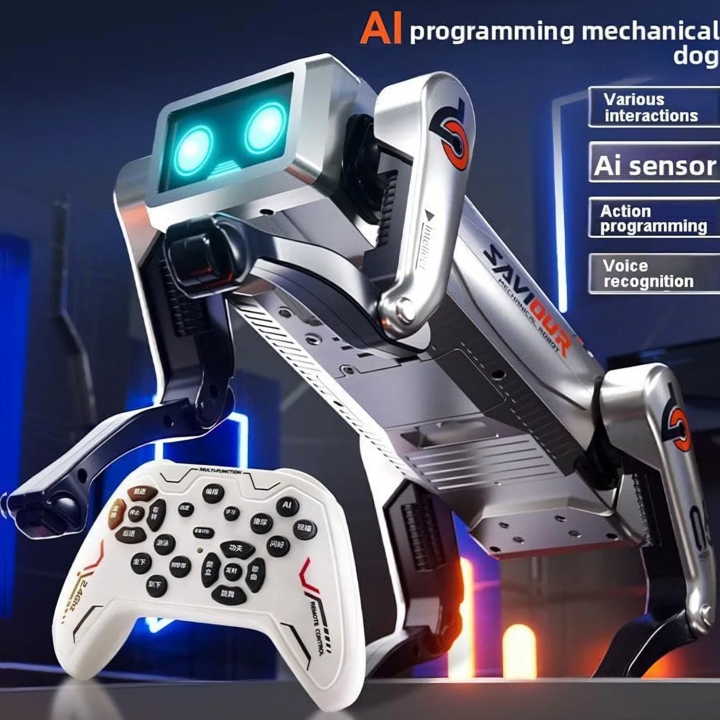 Advanced AI Robot Dog Toy for Kids | Smart Walking & Jumping RC Pet with LED Eyes, Voice Control, Tricks, Dance & Remote | Interactive Rechargeable Robo Puppy for Boys & Girls