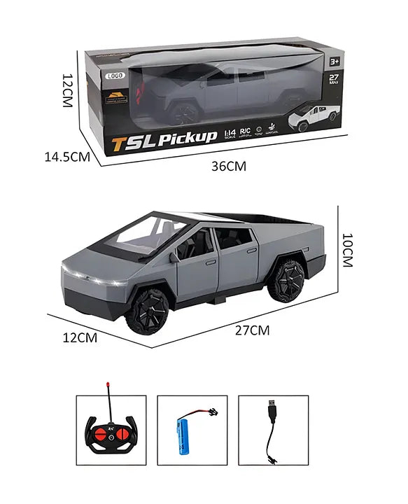 Pickup car Remote Control Car model for Kids Tesla Cybertruck Toy High Speed with Dual Motor 2.4GHz Long Battery Life Light Effects Runs On All-Terrain 1:14 Rc Car,multicolor