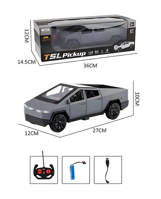 Pickup car Remote Control Car model for Kids Tesla Cybertruck Toy High Speed with Dual Motor 2.4GHz Long Battery Life Light Effects Runs On All-Terrain 1:14 Rc Car,multicolor