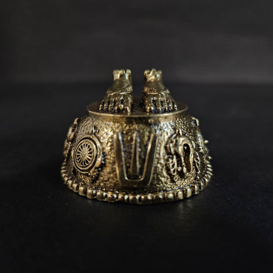Ayyappan Traders Premium Brass Lord Balaji Charan Paduka For Pooja | Lightweigth Brass Perumal Padham for Pooja| Premium Brass Balaji Feet with Shanku Chakra Namam | Vishnu Charan Padhuka