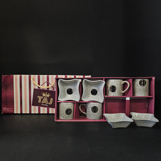 Taj expensive range 4 pieces Ceramic cups & 4 pieces snack cups perfect for Return gifting purpose