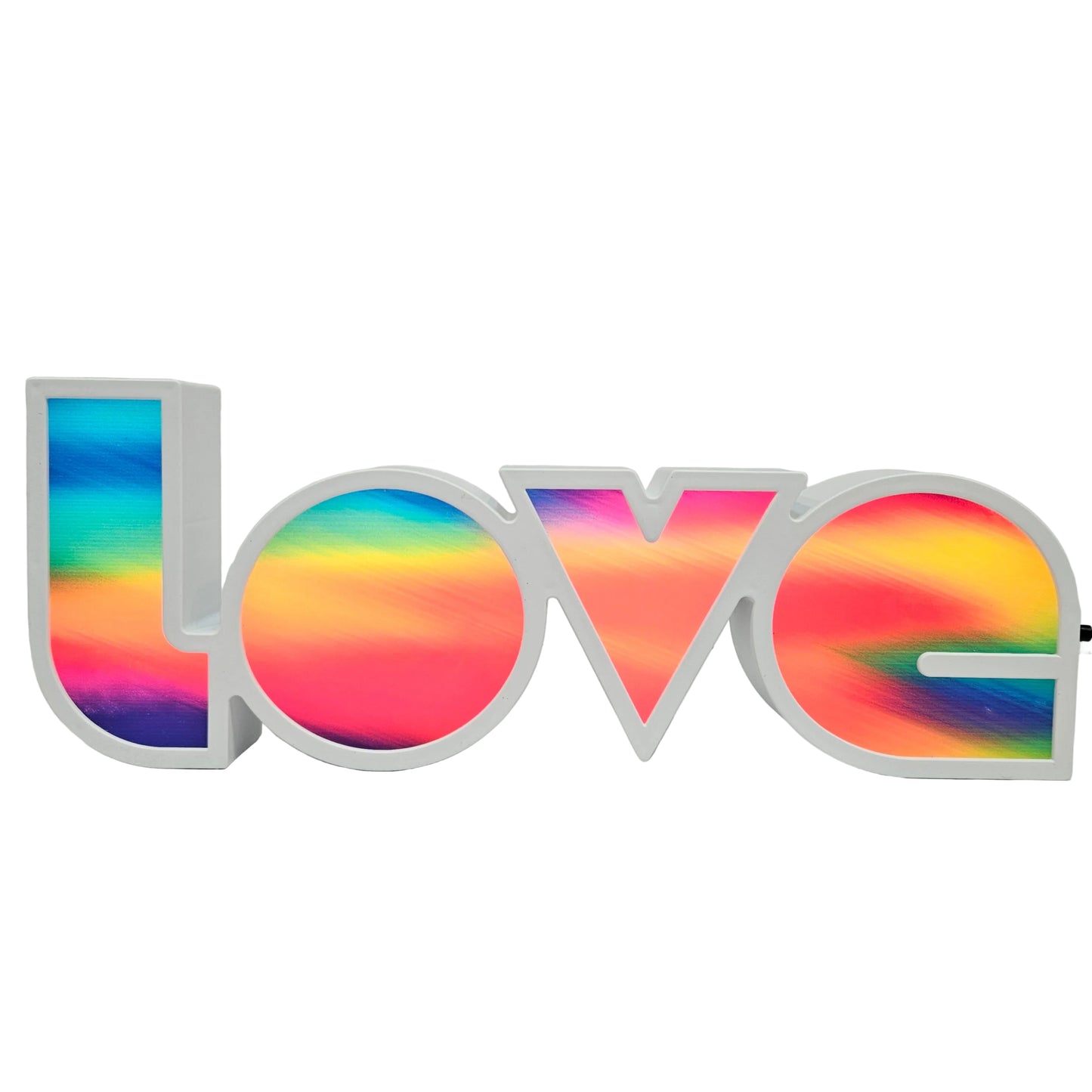 Love Light decorative lamp, featuring a colorful rainbow design that adds a unique accent to any room
