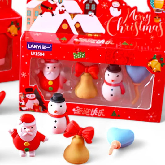 Creative Christmas Temed Eraser set perfect for kids return gifts
