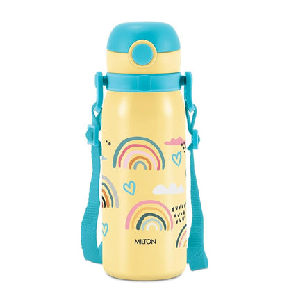 Milton Thermosteel Companion 450 Insulated Inner Stainless Steel Water Bottle with Spout Lid, 1 Piece, 435 ml, Pink| Easy Grip | Leak Proof | Hot or Cold | School | Travel Bottle