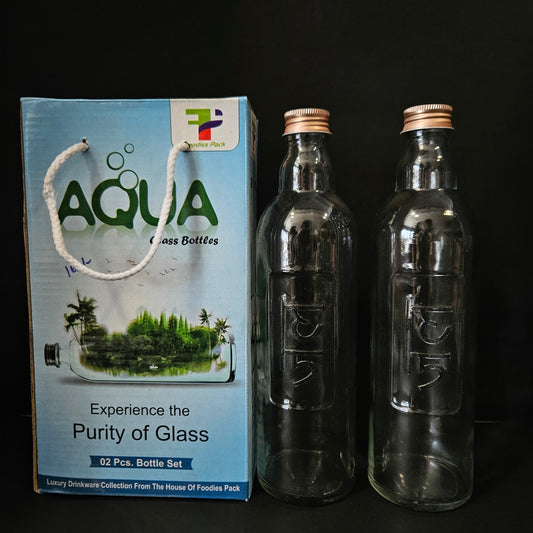 Aqua glass bottles Experience the purity of glass 2 pieces bottle set for Return gifting purpose