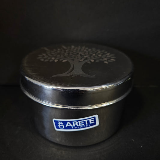 Stainless Steel Dabba with Elegant Flower Print Design - Slim and Sleek small size Canister Storage Container