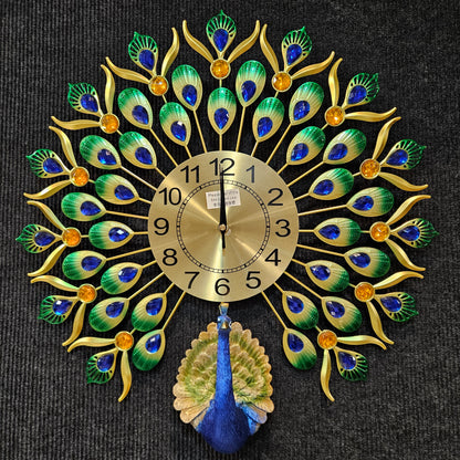 Metal Peacock Decorative Luxury Clock for Farmhouse & houses peacock Theme Analog Wall Clock
